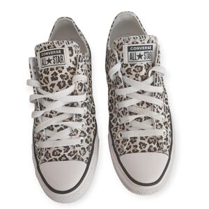 Converse All Star Leopard Print Low Top Sneakers Women Size 8 Canvas Casual Shoe